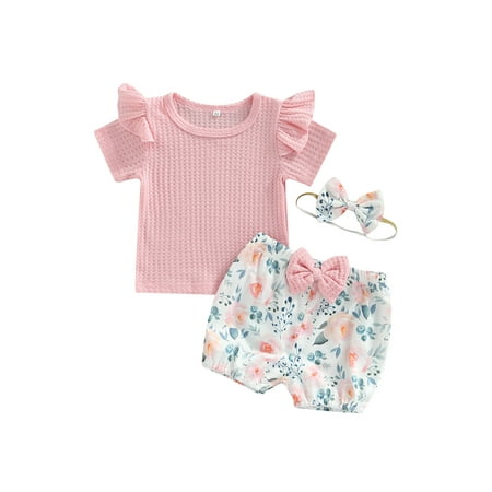 Suanret Kids Toddler Girls Summer 3Pcs Outfits Solid Color Short Sleeve T-shirt + Floral Lantern Shorts + Headband Pink 18-24 Months
Suanret Kids Toddler Girls Summer 3Pcs Outfits Solid Color Short Sleeve T-shirt + Floral Lantern Shorts + Headband Pink 18-24 Months