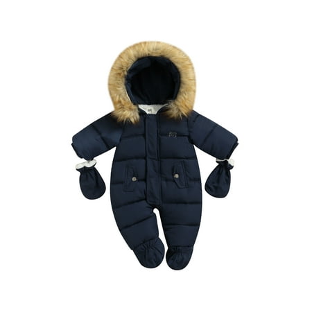 Blotona Infant Baby Winter One Piece Footed Snowsuit Fur Trim Hooded Zipper Jumpsuit Coat Thick Warm Down Rompers Outerwear with Gloves for Boys Girls
Blotona Infant Baby Winter One Piece Footed Snowsuit Fur Trim Hooded Zipper Jumpsuit Coat Thick Warm Down Rompers Outerwear with Gloves for Boys Girls