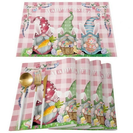 Easter Gnome Placemats Set of 4 Colorful Rabbits Eggs Wood Texture Stain Resistant Table Mats Washable Placemat Decoration for Kitchen Farmhouse Table 13 x19
Easter Gnome Placemats Set of 4 Colorful Rabbits Eggs Wood Texture Stain Resistant Table Mats Washable Placemat Decoration for Kitchen Farmhouse Table 13 x19