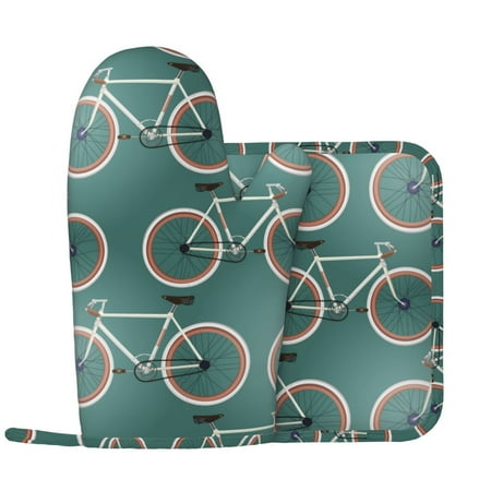 Bike Pattern modern Oven Mitts and Pot Holders Sets with 1 Non-Slip Left Silicone Oven Mitts and 1 Heatproof Insulated Hot Pads for Kitchen Use in Cooking Baking Grilling
Bike Pattern modern Oven Mitts and Pot Holders Sets with 1 Non-Slip Left Silicone Oven Mitts and 1 Heatproof Insulated Hot Pads for Kitchen Use in Cooking Baking Grilling