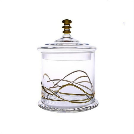 5.5 x 10.5 in. Glass Jar & Lid with 14k Gold Swirl Design
