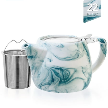 Marble Porcelain Marine Blue Teapot With Infuser 22oz
