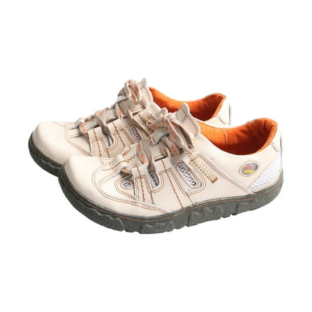 TMA EYES Women s Casual Lace-up Breathable Mesh and Leather Sneaker