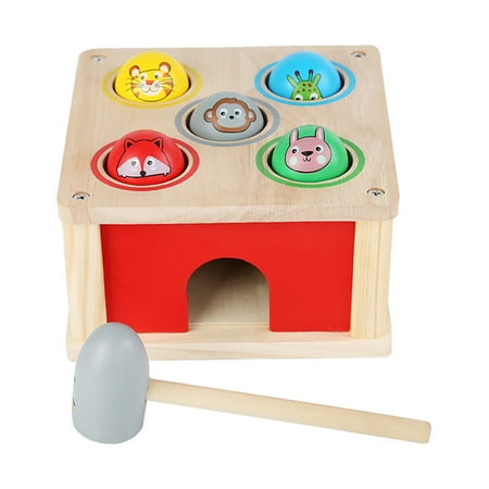 1 Set Hammer Beat Toy Wooden Animal Knock Toy Kids Beating Toys Educational Toy