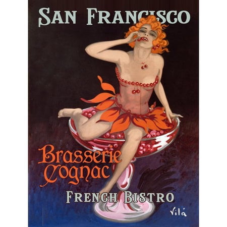 ArteHouse Decorative Wood Sign "San Francisco Brasserie Cognac French Bistro", 18" x 24", Planked Wood