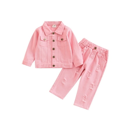 Diconna Toddler Kids Girls Clothes 2Pcs Set Lapel Botton Long Sleeve Denim Jacket Tops Ripped Jeanst Pants Outfits Pink 3-4 Years
Diconna Toddler Kids Girls Clothes 2Pcs Set Lapel Botton Long Sleeve Denim Jacket Tops Ripped Jeanst Pants Outfits Pink 3-4 Years