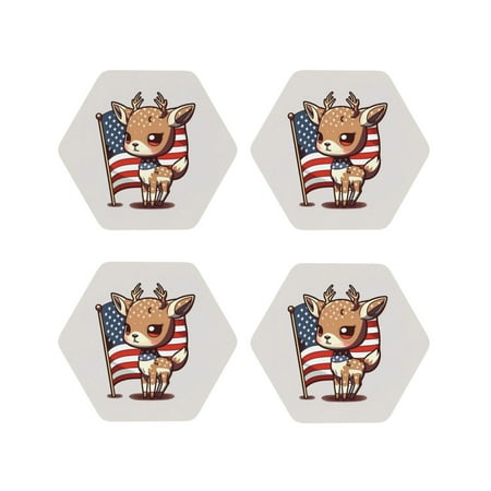 Leather Coasters Set of 4 - Cute Deer American Flag Lightweight Non-Slip Drink Coasters for Desk Anti-Scalding Desk Cup Coasters for Office Table Decor Hexagon
Leather Coasters Set of 4 - Cute Deer American Flag Lightweight Non-Slip Drink Coasters for Desk Anti-Scalding Desk Cup Coasters for Office Table Decor Hexagon