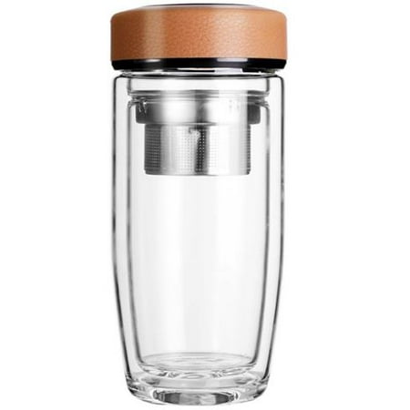 Tea Infuser Glass Water Bottle Double Wall Glass with Strainer for Loose Leaf Tea and Fruit - 12 oz Brown
Tea Infuser Glass Water Bottle Double Wall Glass with Strainer for Loose Leaf Tea and Fruit - 12 oz Brown