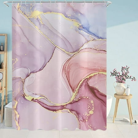 Pink Shower Curtain Pink Marble Texture Gold Cracked Lines Modern Abstract Ink Art Bathroom Curtain Bathtub Home Decor Waterproof Fabric Machine Washable with 12 Hooks
Pink Shower Curtain Pink Marble Texture Gold Cracked Lines Modern Abstract Ink Art Bathroom Curtain Bathtub Home Decor Waterproof Fabric Machine Washable with 12 Hooks