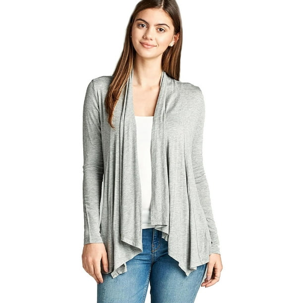 Made by Olivia Women's Long Sleeve Open Front Lightweight Soft Drape Cardigan Heather Grey S