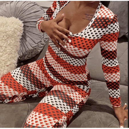 Tretra Women Button Jumpsuit Homewear Print/Stripe Romper Pajamas Long Sleeve One-Piece Sleepwear
Tretra Women Button Jumpsuit Homewear Print/Stripe Romper Pajamas Long Sleeve One-Piece Sleepwear