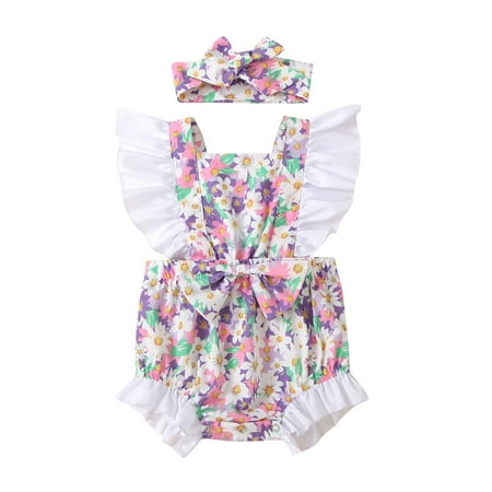 ZMHEGW Baby Kids Girls Sleeveless Ruffle Bow Floral Romper Jumpsuit+Headband Set for 0-12M
ZMHEGW Baby Kids Girls Sleeveless Ruffle Bow Floral Romper Jumpsuit+Headband Set for 0-12M