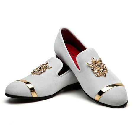 JITAI Mens Dress Tuxedo Shoes for Men Slip-on Loafers White Size 10