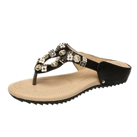 Sandals Women Ladies Fashion Summer Casual Beach Flip Flops Flower Rhinestone Flat Slippers Wedge Sandals for Women Pu Black 40
Sandals Women Ladies Fashion Summer Casual Beach Flip Flops Flower Rhinestone Flat Slippers Wedge Sandals for Women Pu Black 40