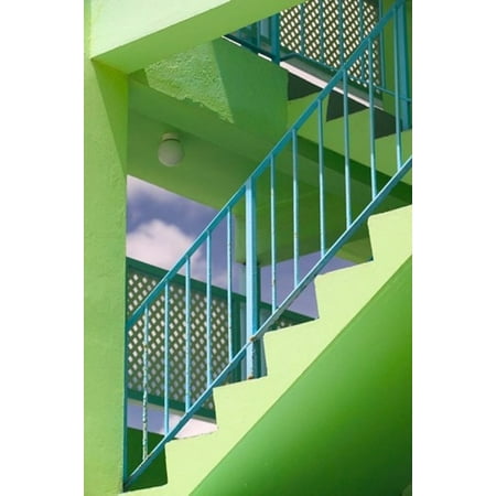 Hotel Staircase (vertical) Rockley Beach Barbados Stretched Canvas - Walter Bibikow DanitaDelimont (11 x 17)