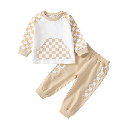 Eyicmarn Toddler Baby Long Pants Outfits Plaid Pattern Long Sleeve Patchwork Tops + Elastic Waist Pants Set
Eyicmarn Toddler Baby Long Pants Outfits Plaid Pattern Long Sleeve Patchwork Tops + Elastic Waist Pants Set