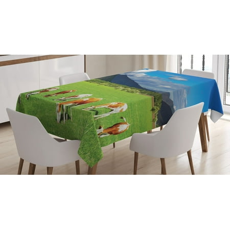 Cattle Tablecloth Mountains and Cloudy Blue Sky Landscape Background with Grazing Cows Illustration Rectangular Table Cover for Dining Room Kitchen 52 X 70 Inches Multicolor by Ambesonne
Cattle Tablecloth Mountains and Cloudy Blue Sky Landscape Background with Grazing Cows Illustration Rectangular Table Cover for Dining Room Kitchen 52 X 70 Inches Multicolor by Ambesonne