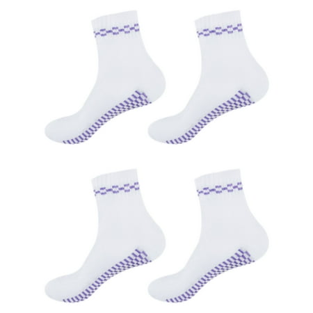 Women s Breathable Cotton Anklet Socks - Plaid Bottom Purple - 4prs
