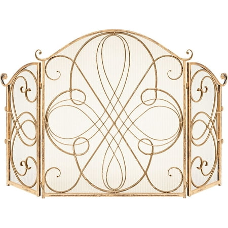 3-Panel 55X33in Solid Wrought Iron See-Through Metal Fireplace Screen Spark Guard Safety Protector W/Decorative Scroll -
3-Panel 55X33in Solid Wrought Iron See-Through Metal Fireplace Screen Spark Guard Safety Protector W/Decorative Scroll -