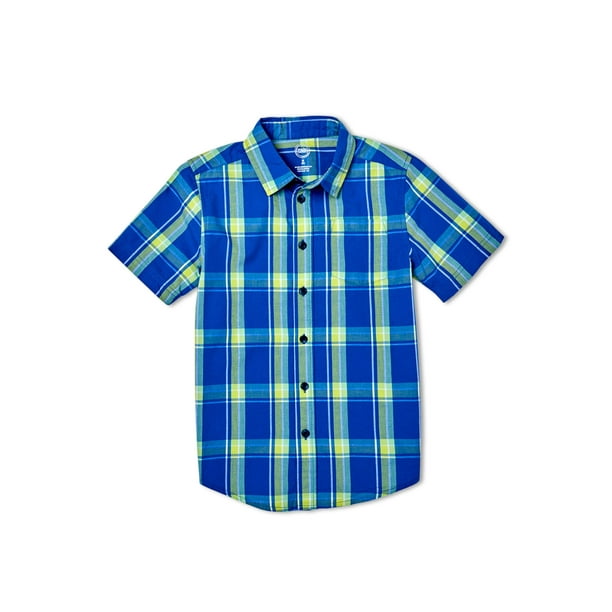 Wonder Nation Boys Short Sleeve Button Down Printed Shirt, Sizes 4-18 & Husky