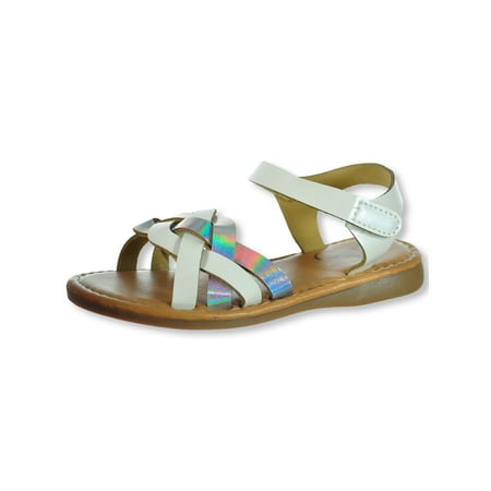 Olivia Miller Girls Rainbow Braid Sandals - silver 7 toddler