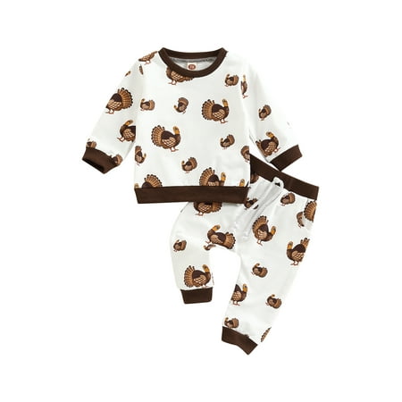 2PCS Infant Baby Boy Girl Thanksgiving Clothes Set Turkey Print Long Sleeve Pullover Sweatshirt Top Elastic Waist Pant
2PCS Infant Baby Boy Girl Thanksgiving Clothes Set Turkey Print Long Sleeve Pullover Sweatshirt Top Elastic Waist Pant
