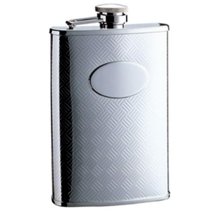 Visol VF2066 Cross Hatch Matte Engraved Stainless Steel 8 oz. Hip Flask