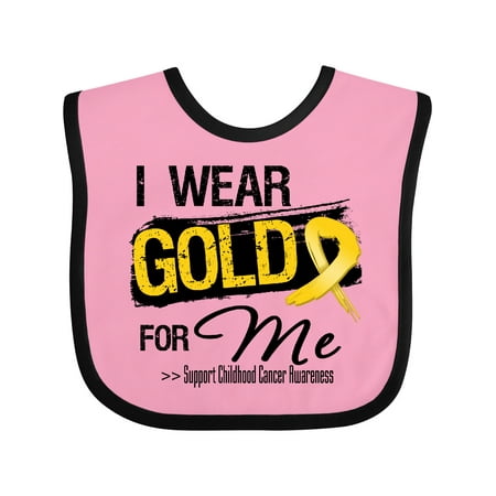 Inktastic Childhood Cancer Ribbon for Me Gift Baby Boy or Baby Girl Bib