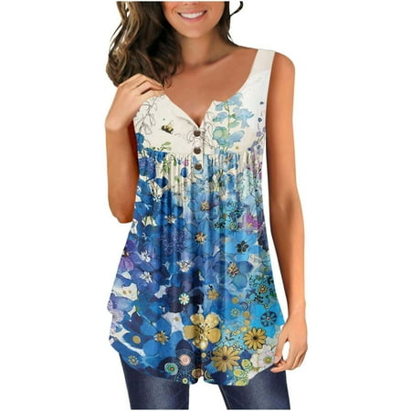 Cute Tops For Women Women s Fashion Summer Leisure Sleeveless Print Button Vest Tops Casual Shapewear Camisole For Women Blue M
Cute Tops For Women Women s Fashion Summer Leisure Sleeveless Print Button Vest Tops Casual Shapewear Camisole For Women Blue M