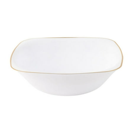 Organic Square Plastic Soup Bowls 16oz White with Gold Rim (10 Count)