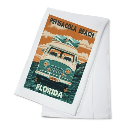 

Pensacola Beach Florida Letterpress Camper Van (100% Cotton Tea Towel Decorative Hand Towel Kitchen and Home)