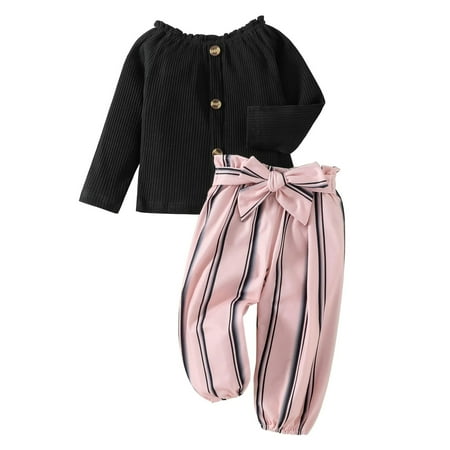 U·nikaka Toddler Baby Girl Clothes Black Ribbed Long Sleeves Fall Winter Outfits Sets Striped Print Pants 12 Months-5 Years
U·nikaka Toddler Baby Girl Clothes Black Ribbed Long Sleeves Fall Winter Outfits Sets Striped Print Pants 12 Months-5 Years