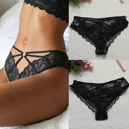 Shiusina Women s Panties Transparent Lace Briefs Black S