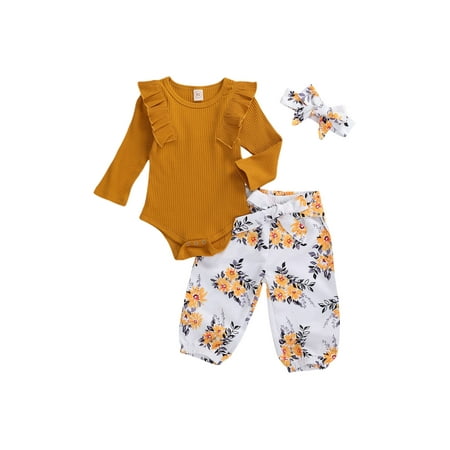 Tregren Baby Girls Clothes Set Bodysuits Tops with Ruffle Floral Print Pants
Tregren Baby Girls Clothes Set Bodysuits Tops with Ruffle Floral Print Pants