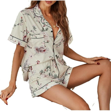 2pcs Set Casual Floral Print Lapel Neck Short Sets Short Sleeve Women s Pajama Sets (Women s)
2pcs Set Casual Floral Print Lapel Neck Short Sets Short Sleeve Women s Pajama Sets (Women s)