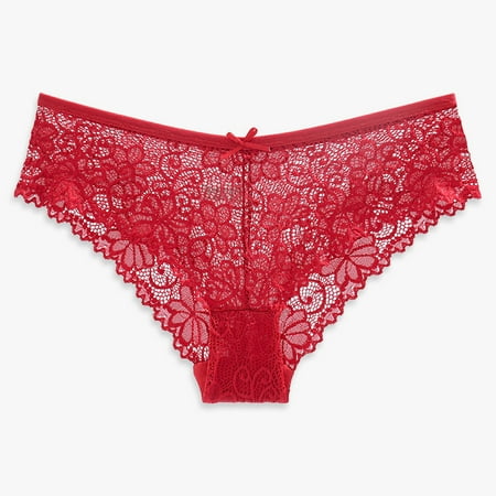 Knosfe Bikini Underwear Women Bowknot Lace Seamless Low Waisted Womens Panties Red M