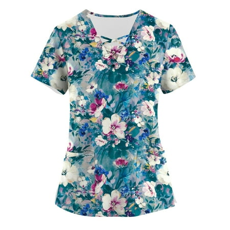 YDKZYMD Scrub Top Plus Size Short Sleeve V Neck with Two Pocket Summer Printed Workwear for Women Blue 3XL
YDKZYMD Scrub Top Plus Size Short Sleeve V Neck with Two Pocket Summer Printed Workwear for Women Blue 3XL