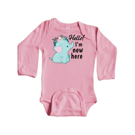 Inktastic Hello I m New Here with Cute Baby Elephant with Flower Crown Gift Baby Boy or Baby Girl Long Sleeve Bodysuit
Inktastic Hello I m New Here with Cute Baby Elephant with Flower Crown Gift Baby Boy or Baby Girl Long Sleeve Bodysuit