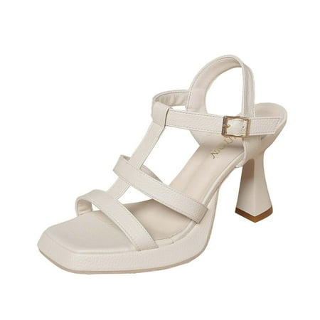 TUOBARR Heel Sandals for Women Women s Summer Casual Square-head Sandals Chunky Heel High Heel Fashion Solid Color Sandals Beige
TUOBARR Heel Sandals for Women Women s Summer Casual Square-head Sandals Chunky Heel High Heel Fashion Solid Color Sandals Beige