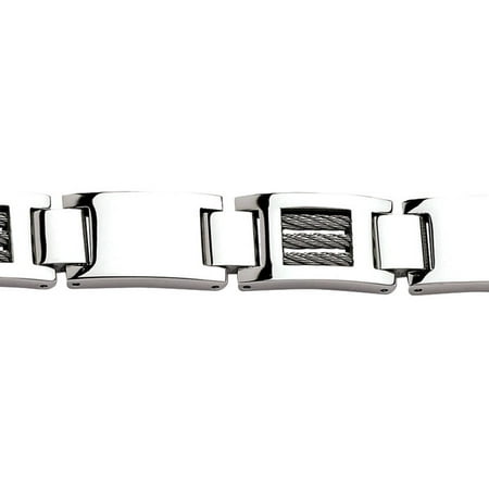 Primal Steel Stainless Steel Wire Polished Bracelet, 8.5