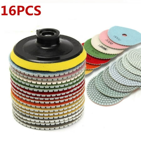 16Pcs Diamond Polishing Pads Kit 4 Inch 100 Mm Wet/Dry For Granite Stone Concrete Marble Polishing Use Grinding Discs Set
16Pcs Diamond Polishing Pads Kit 4 Inch 100 Mm Wet/Dry For Granite Stone Concrete Marble Polishing Use Grinding Discs Set
