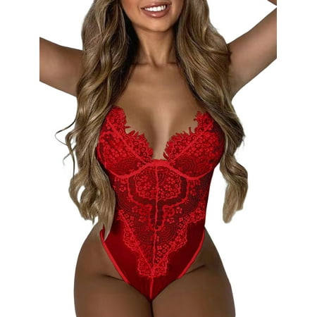 Meihuida Women Lingerie Lace Hollow Out Bodysuit Adjustable Straps V-Neck Floral Lace Babydoll Nightwear
Meihuida Women Lingerie Lace Hollow Out Bodysuit Adjustable Straps V-Neck Floral Lace Babydoll Nightwear
