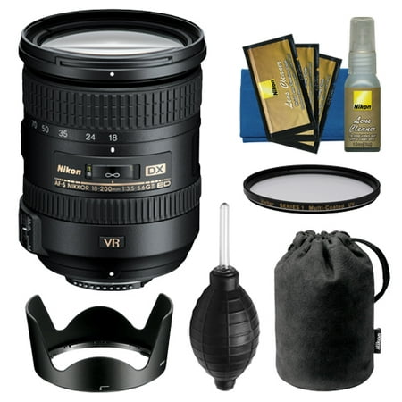 Nikon 18-200mm f\/3.5-5.6G VR II DX ED AF-S Nikkor-Zoom Lens + HB-35 Hood & Pouch Case + Filter Kit for D3200, D3300, D5300, D5500, D7100, D7200 Camera