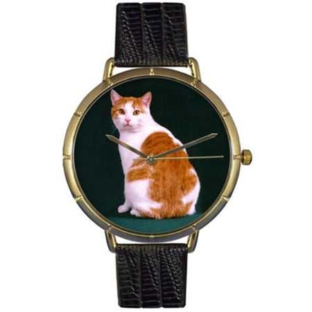 Whimsical Watches Womens N0120045 Manx Cat Black Leather And Goldtone Photo Watch