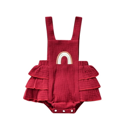 Calsunbaby Infants Baby Girl Summer Ruffle Romper Newborn Sleeveless Elastic Waist Rainbow Embroidery Strap Bodysuit
Calsunbaby Infants Baby Girl Summer Ruffle Romper Newborn Sleeveless Elastic Waist Rainbow Embroidery Strap Bodysuit