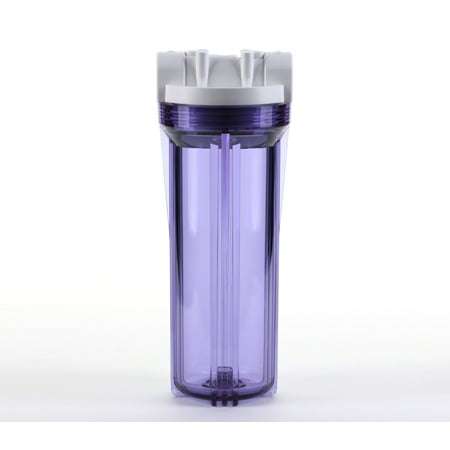 Hydronix HF3-10CLWH12 10 Clear Housing with White Rib Cap For RO & Filtration Systems 1/2 Ports