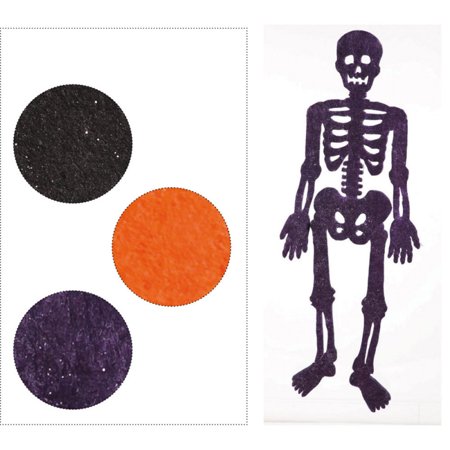 Accessory, Sparkling Felt Small Skeleton Wall Decor, 3 Assorted