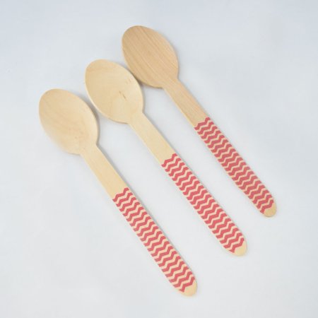 Hot Pink Decorative Party Wooden Spoons, Chevron (2PACK) by PaperLanternStore