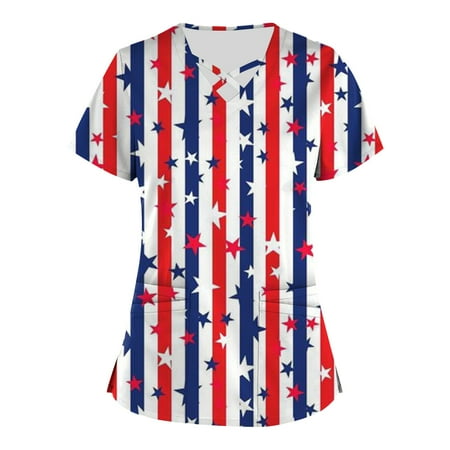 4th of July Shirts Plus Size Independence Day Printed Scrub Working Uniform Tops For Women Cross V-Neck Short Sleeve Fun T-Shirts Workwear Tee With Pockets Red 5X-Large
4th of July Shirts Plus Size Independence Day Printed Scrub Working Uniform Tops For Women Cross V-Neck Short Sleeve Fun T-Shirts Workwear Tee With Pockets Red 5X-Large