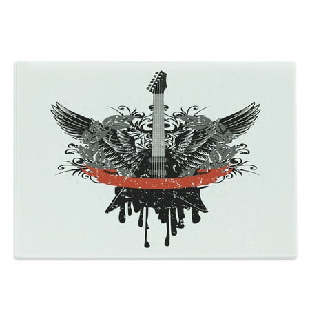 Rock Music Cutting Board Guitar Wings Leaf Pattern Ribbon Color Dripping Electronic Instrument Design Decorative Tempered Glass Cutting and Serving Board Large Size Scarlet Black by Ambesonne
Rock Music Cutting Board Guitar Wings Leaf Pattern Ribbon Color Dripping Electronic Instrument Design Decorative Tempered Glass Cutting and Serving Board Large Size Scarlet Black by Ambesonne
